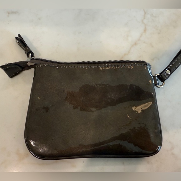 Nine West shiny brown wristlet wallet animal Print lining - Picture 3 of 7